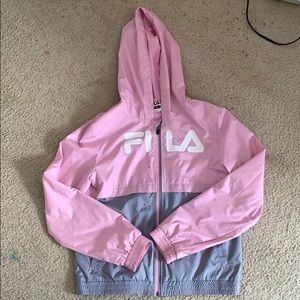 Pink and grey FILA windbreaker